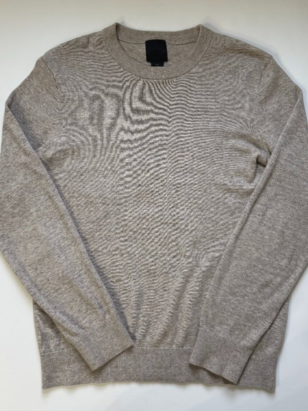 H&M Men's Small Beige Oatmeal Knit Crew Neck Pullover Sweater Light Weight